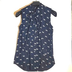 Tommy Hilfiger Women's Sleeveless Top Navy/Hound Dog print | Small